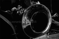 black and white fine art of a tuba in concert